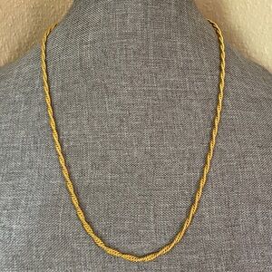24” Gold Tone Rope Chain Necklace | Classic Twist | Excellent Condition